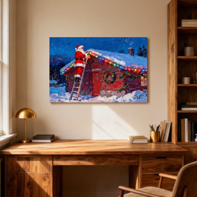 Cabane de Noël décorative avec lumières et couronne de Noël, H 20 po x l 30 po