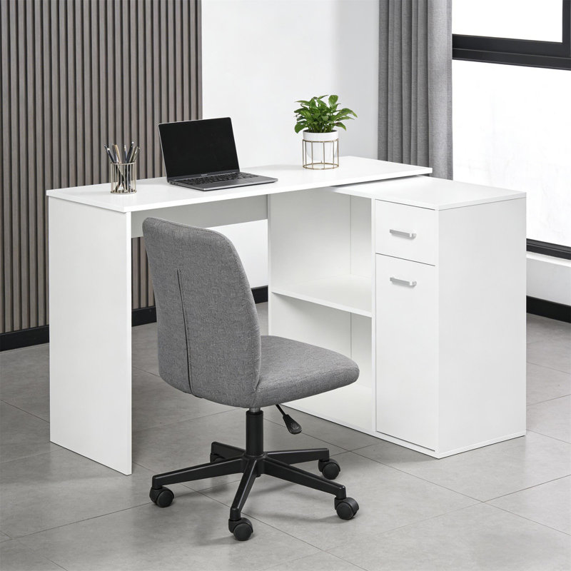 Bureau d'angle rotatif (sans tabourets), Blanc