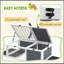 Habitat de tortue, maison de tortue en bois, enceinte de tortue intérieure et extérieure avec support de lampe, plateaux étanches coulissants, couvercles ouverts, gris