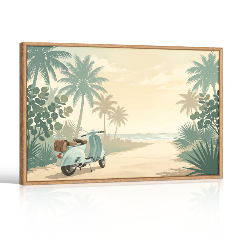 Ensemble de 1 tableau sur toile « Plage tropicale », H 32 po x l 48 po, Naturel