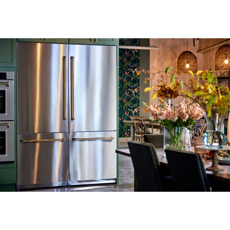 ZLINE 60" Autograph Edition 32.2 cu. ft. Built-in 4-Door French Door Refrigerator, Gold, White Matte