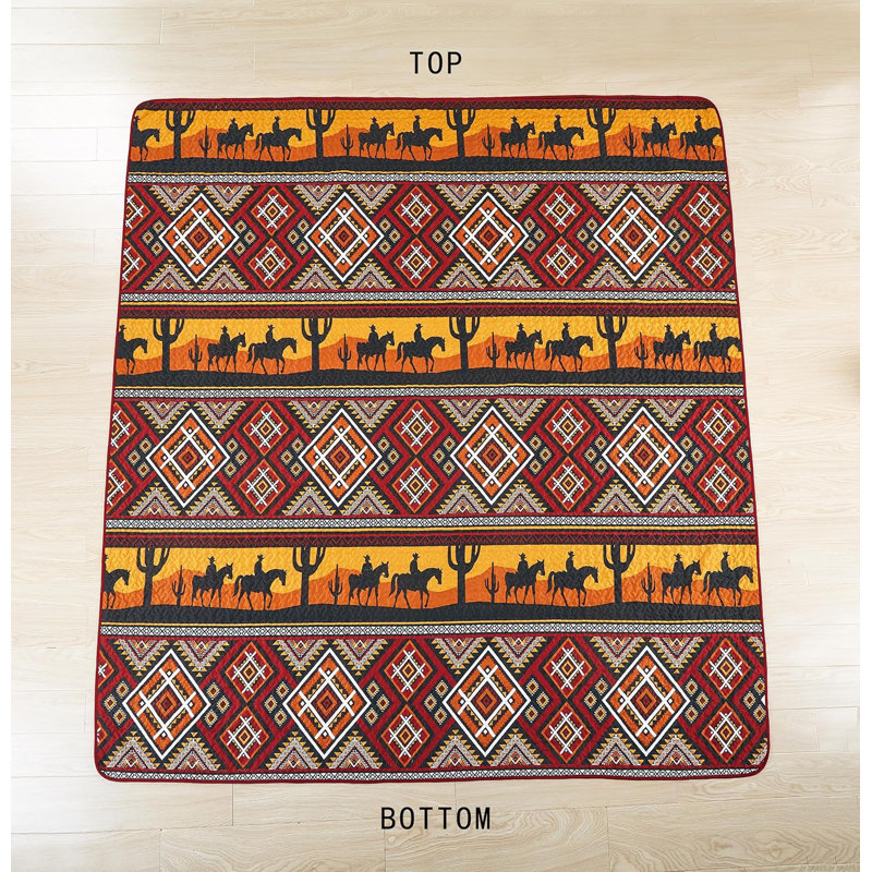 Full Southwestern Sunset Cowboy Microfiber Quilt Set