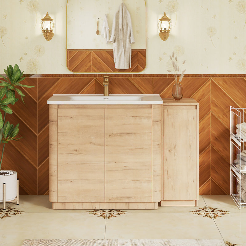 Ensemble de meuble-lavabo autoportant 47,8 po avec comptoir en céramique, 47.8"