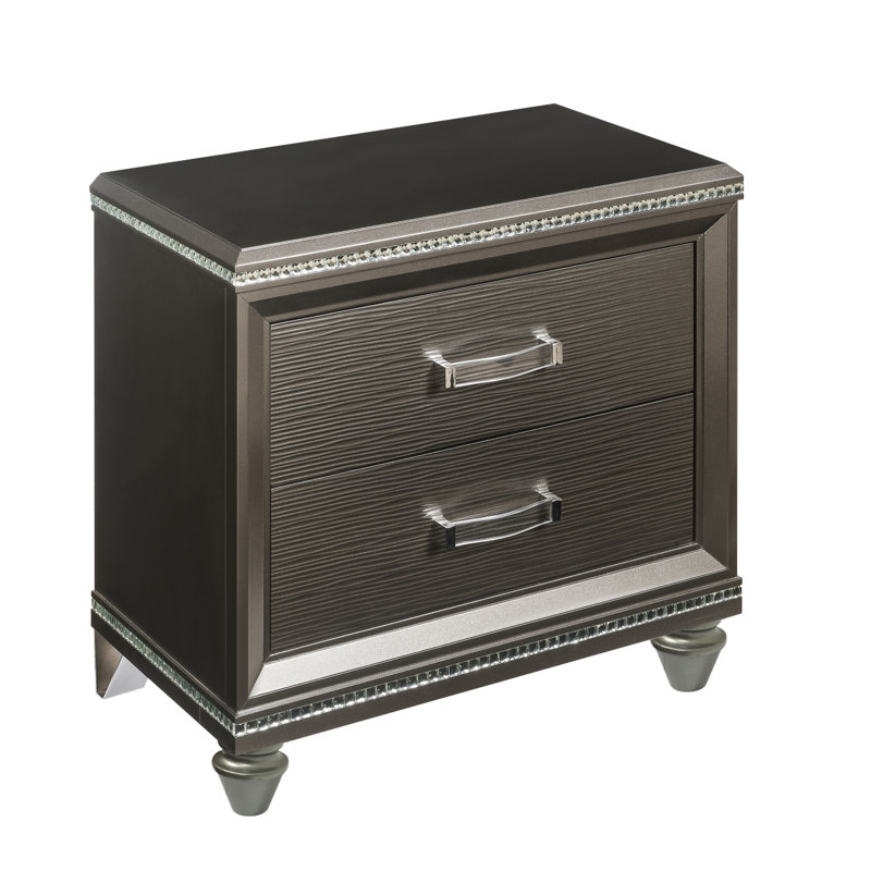 Table de chevet 2 tiroirs champagne foncé
