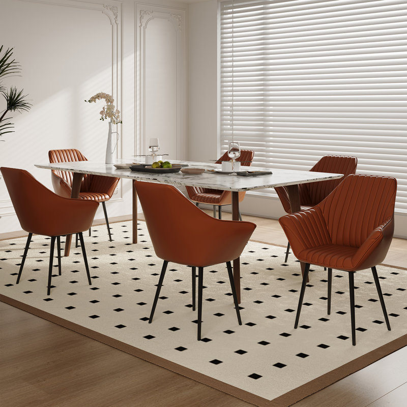 Sanira Upholstered Dining Chairs, Orange