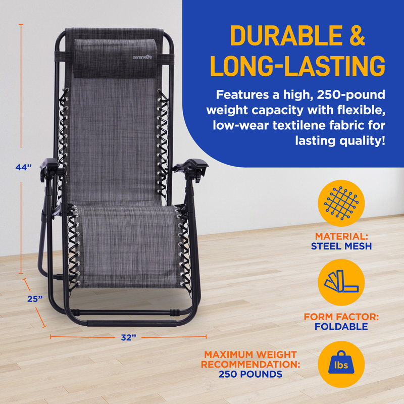 Katica Folding Beach Chair, Gray/Black