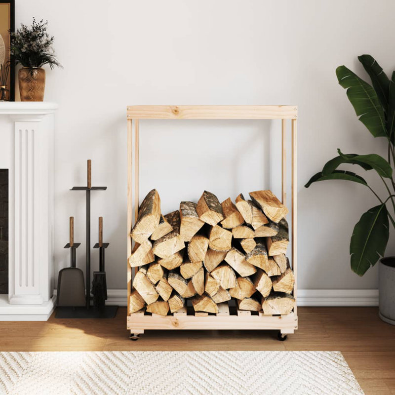 Alexender 76.5cm W Solid Wood Log Rack, Brown