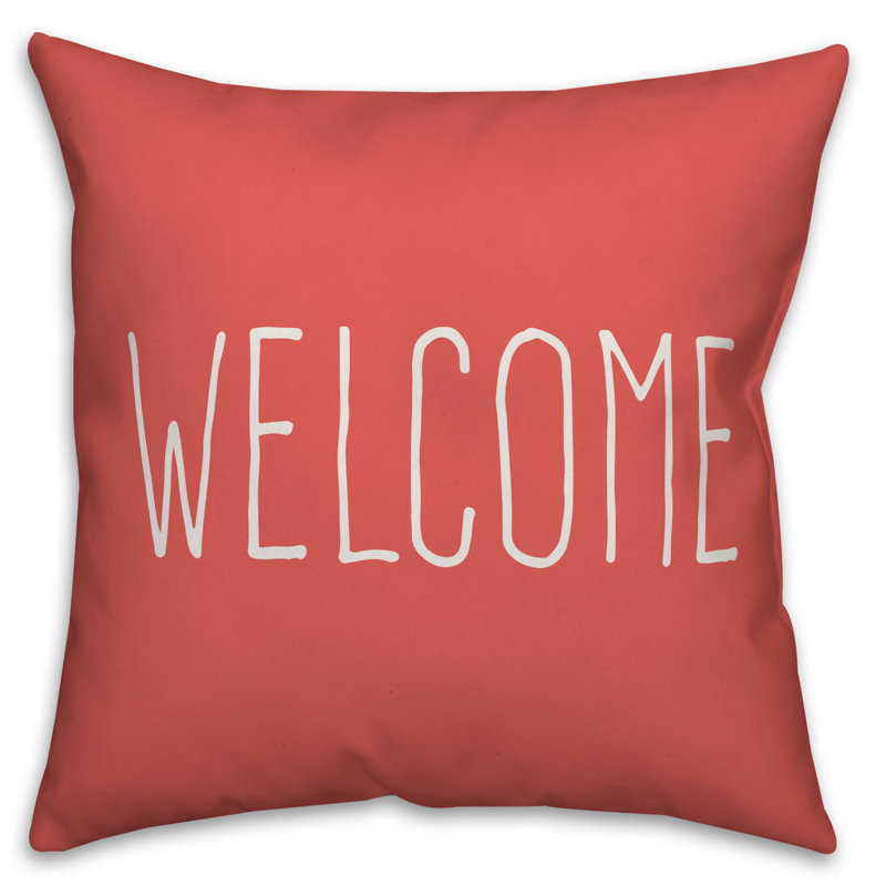  Housse de coussin carré et insert, Corail, 16 po x 16 po