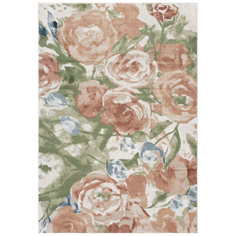 Tapis intérieur/extérieur à motif floral Utopia 814, Rectangle 5'-3 x 7'-6