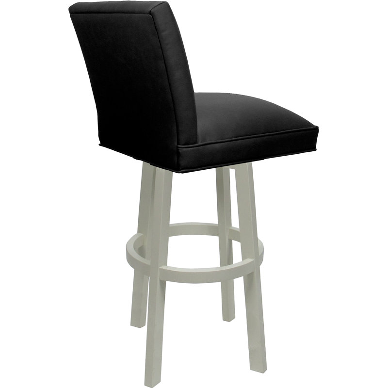 Tabouret de comptoir pivotant en bois - siège d'une hauteur de 26 po, Siège noir / base blanche