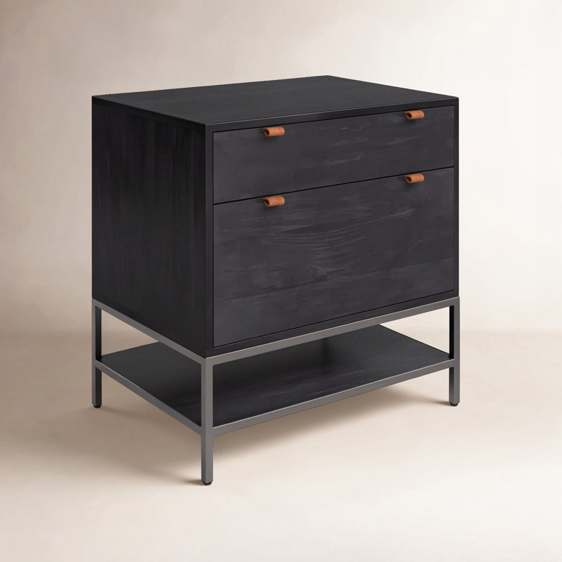 Loki 30'' Wide 2 -Drawer Solid Wood File Cabinet, Black Wash Poplar