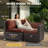 7-Piece Outdoor Furniture Set with Fire Pit Patio Wicker Conversation Set Cushions-726242629-711381539
