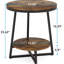 Table de bout industrielle 19,68 pouces avec tablette de rangement, table d'appoint ronde à 2 niveaux pour petits espaces, brun rustique, table de chevet robuste ou table basse