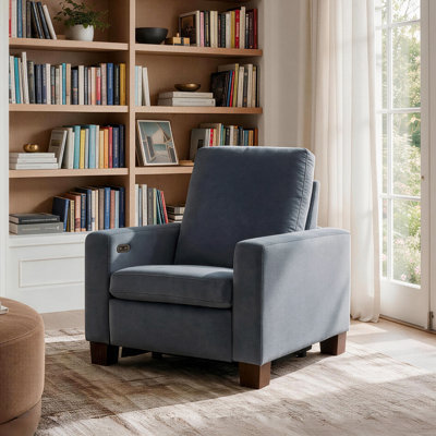 Fauteuil inclinable électrique moderne et confortable de 37,4 po de largeur avec accoudoirs carrés et accoudoirs