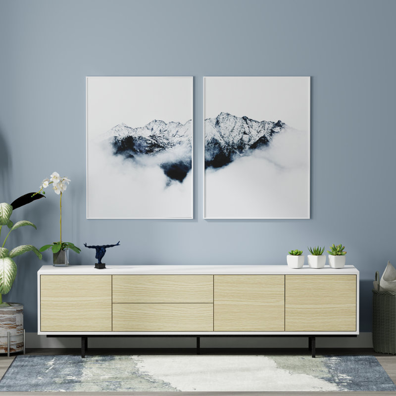 Arnfinnur Unfinished TV Stand, White/Beige/Black