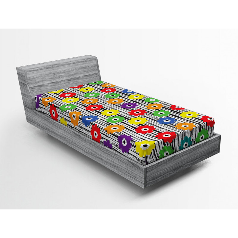 Multicolor Clock Pattern Microfiber Twin XL Fitted Sheet