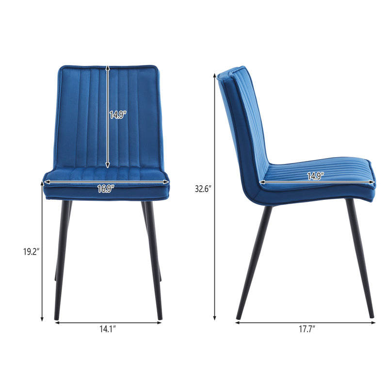Tys 49cm H Fabric Upholstered Metal Side Chair, Blue