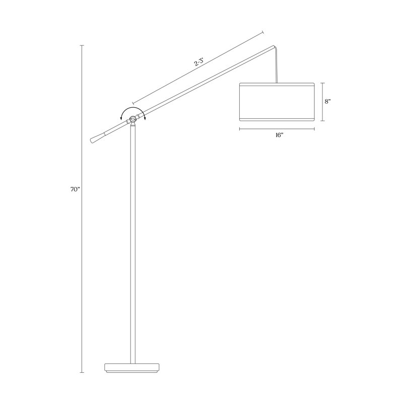 Hudson 70 in. Modern Height-Adjustable LED Tall Standing Floor Lamp with Beige Fabric Drum Shade, Bronze