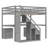 Storage Loft Beds, Solid Wood Full Size Modern Home Study Design
