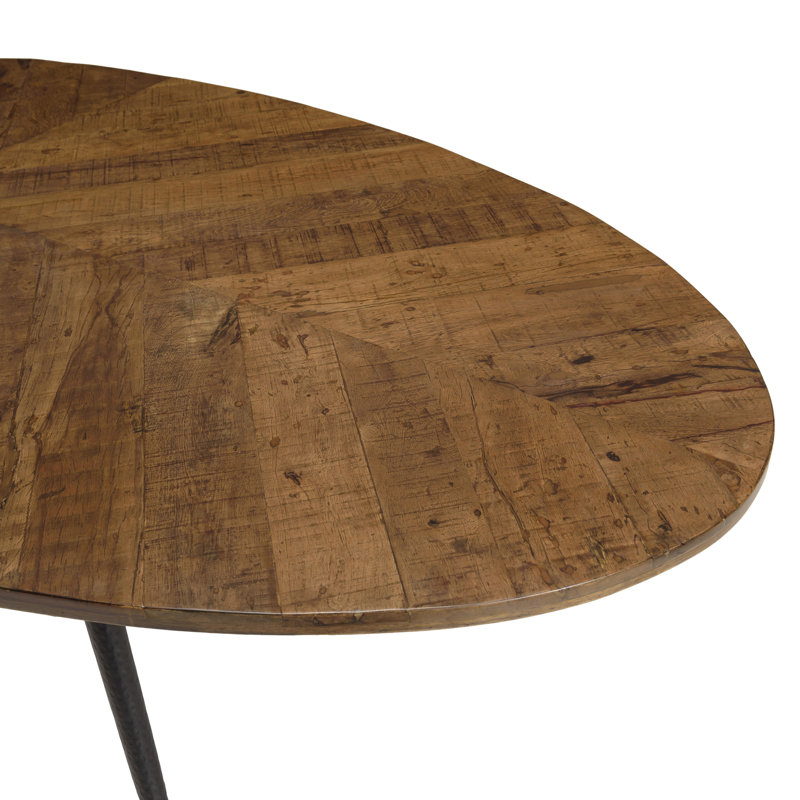 Grenville Oval Solid Wood Top Metal Base Dining Table