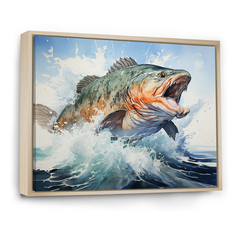 Pêche, rêves sur toile, H 16 po x l 32 po x P 1 po, Cadre naturel flottant