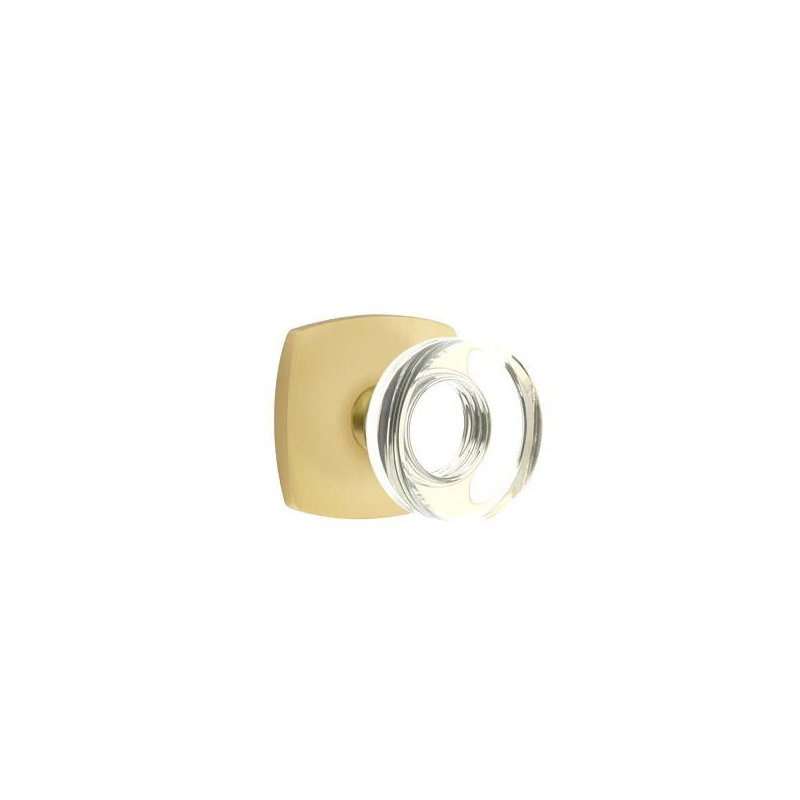 Ensemble de mortaise intérieure Emtek Passage avec rosette urbaine moderne et poignée en verre à disque moderne (droite)