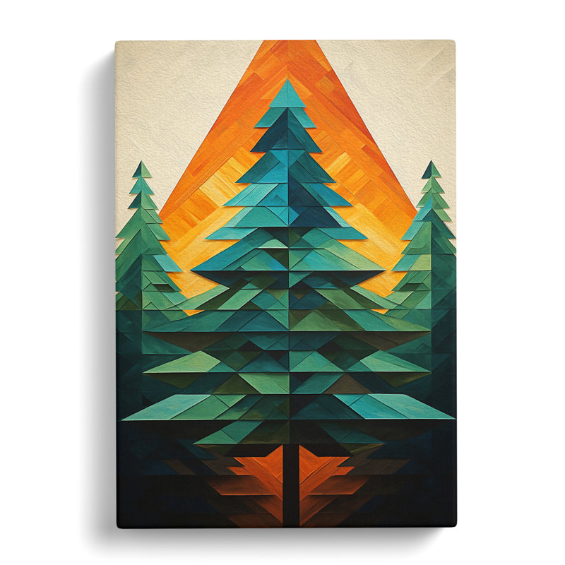Pine Tree Geometric No.2 - Wrapped Canvas, 50cm H x 35cm W x 3cm D