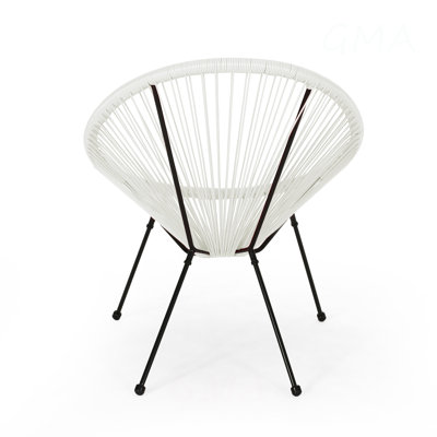 Ensemble de 2 chaises de bistro Anson, chaises d'extérieur en faux rotin avec structure en acier, chaises rondes modernes pour patio, jardin et piscine (jaune)