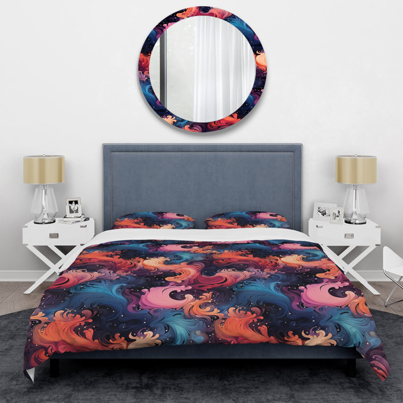 Literie mauve et bleue céleste Aura Camouflage II, Housse de couette simple + 1 taie décorative stan