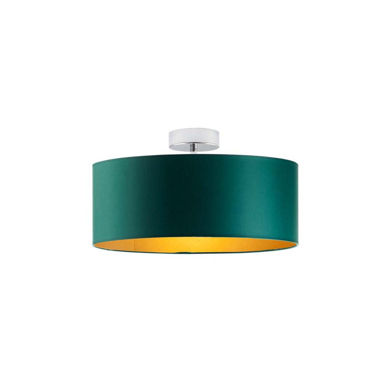 Sunburg Semi Flush Mount, Silver, 30cm H x 40cm W x 40cm D, Green