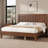 Solid Wood King Platform Bed with Vertical Slat Headboard and Wooden Slat Support, Walnut-1689090713-1689090717