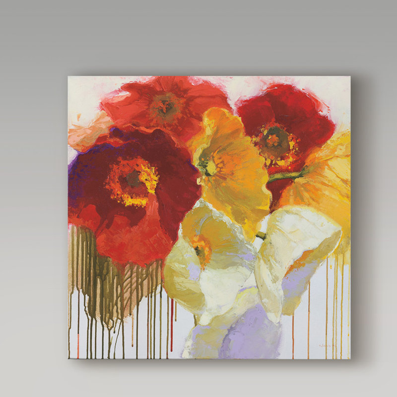 «Red and Yellow Sensations», reproduction de peinture à l'aquarelle sur toile tendue, H 24 po x l 24 po