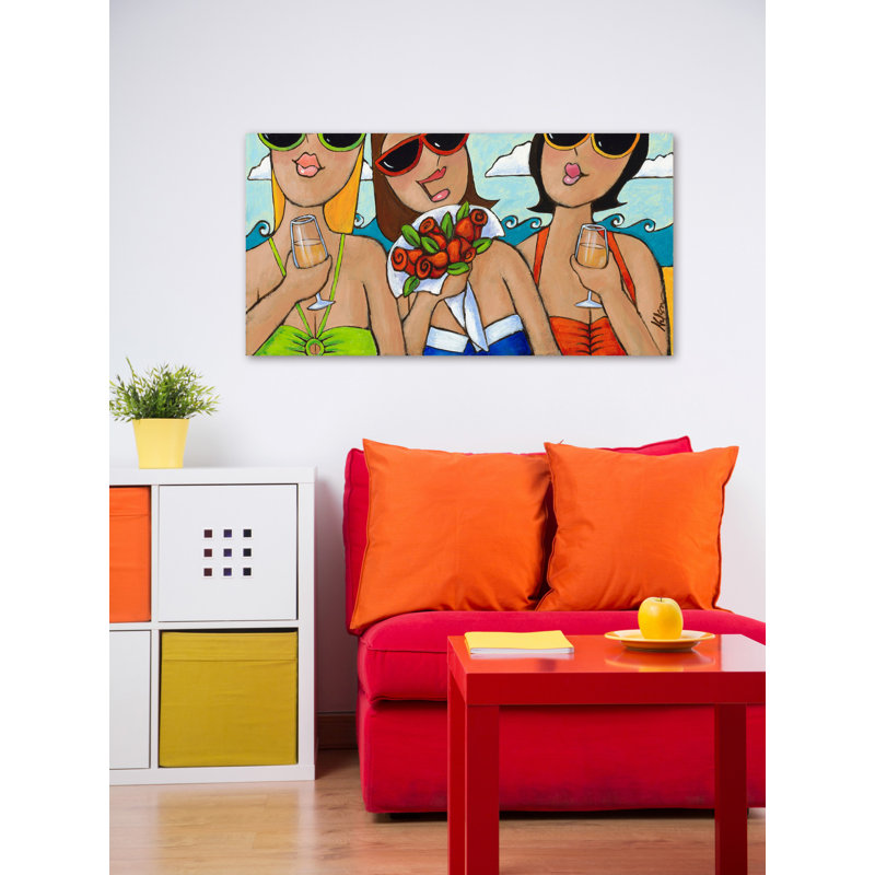 « beachy-bouquet » par julie nelson, reproduction d’art sur toile tendue, H 22,5 po x l 45 po x P 1,5 po