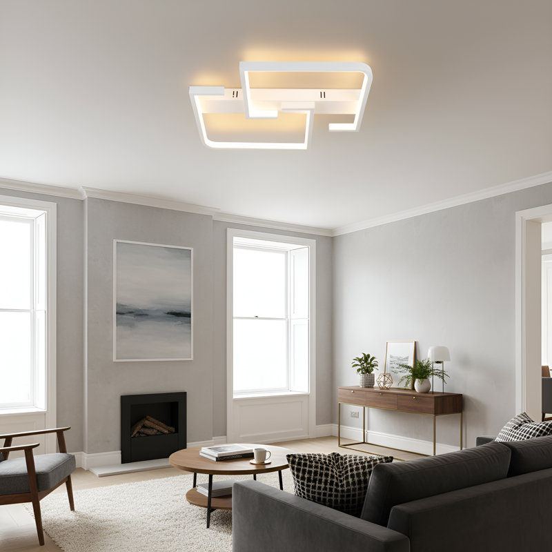 Led Ceiling Light Dimmable White Metal Square 1-Bulb Adya