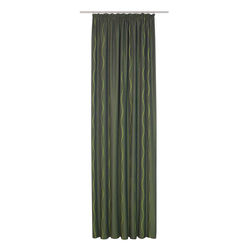 Pedersen Pencil Pleat, Single Curtain, opaque, 132cm Width x 255cm Drop, Green