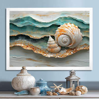 Coquillage et sable émeraude II - art mural bord de mer