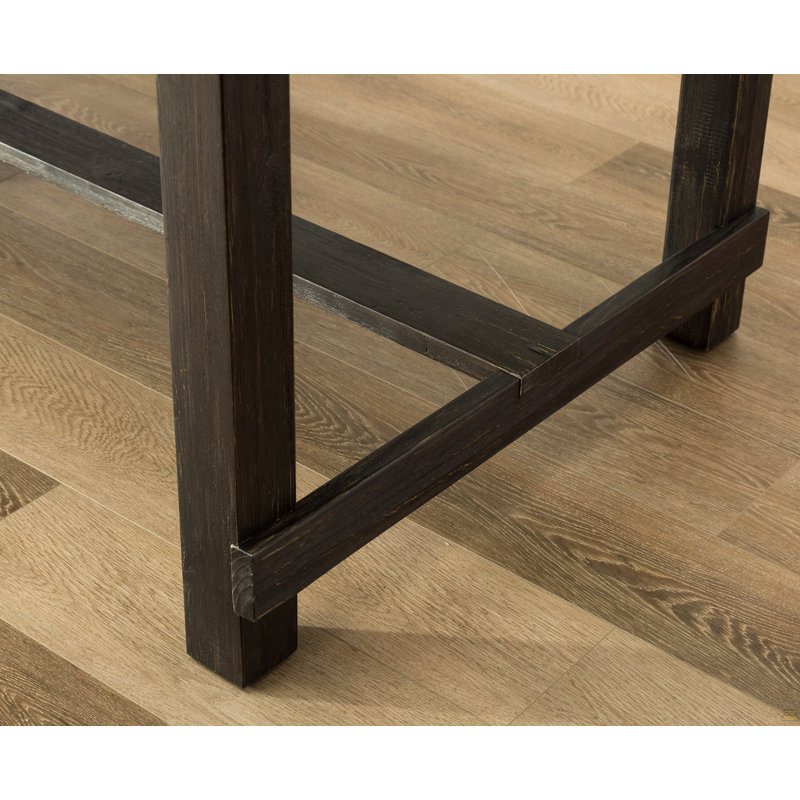 Ensemble de table de salle à manger 7 pièces en bois au fini noir antique avec 6 chaises en similicuir brun, Brown