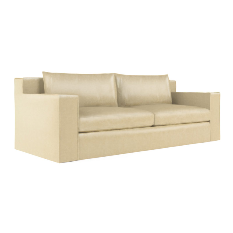 Mulberry Square Track-Arm Sofa with Flange Seam, Box Weave Linen Silver Streak, 33" H x 96" W x 45" D, Weathered