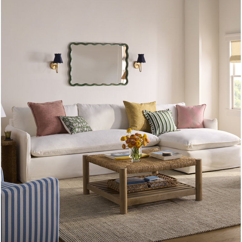Allurine Solid Wood Wavy Wall Mirror - Green Frame
