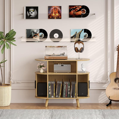 Armoire tourne-disque 35 po Mid Century Modern