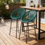 Outdoor Patio Black Faux Wicker Barstool Set-1506077504