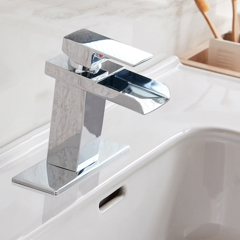 Robinet de salle de bain en acier inoxydable à poignée simple avec cascade Waterfall, Chrome