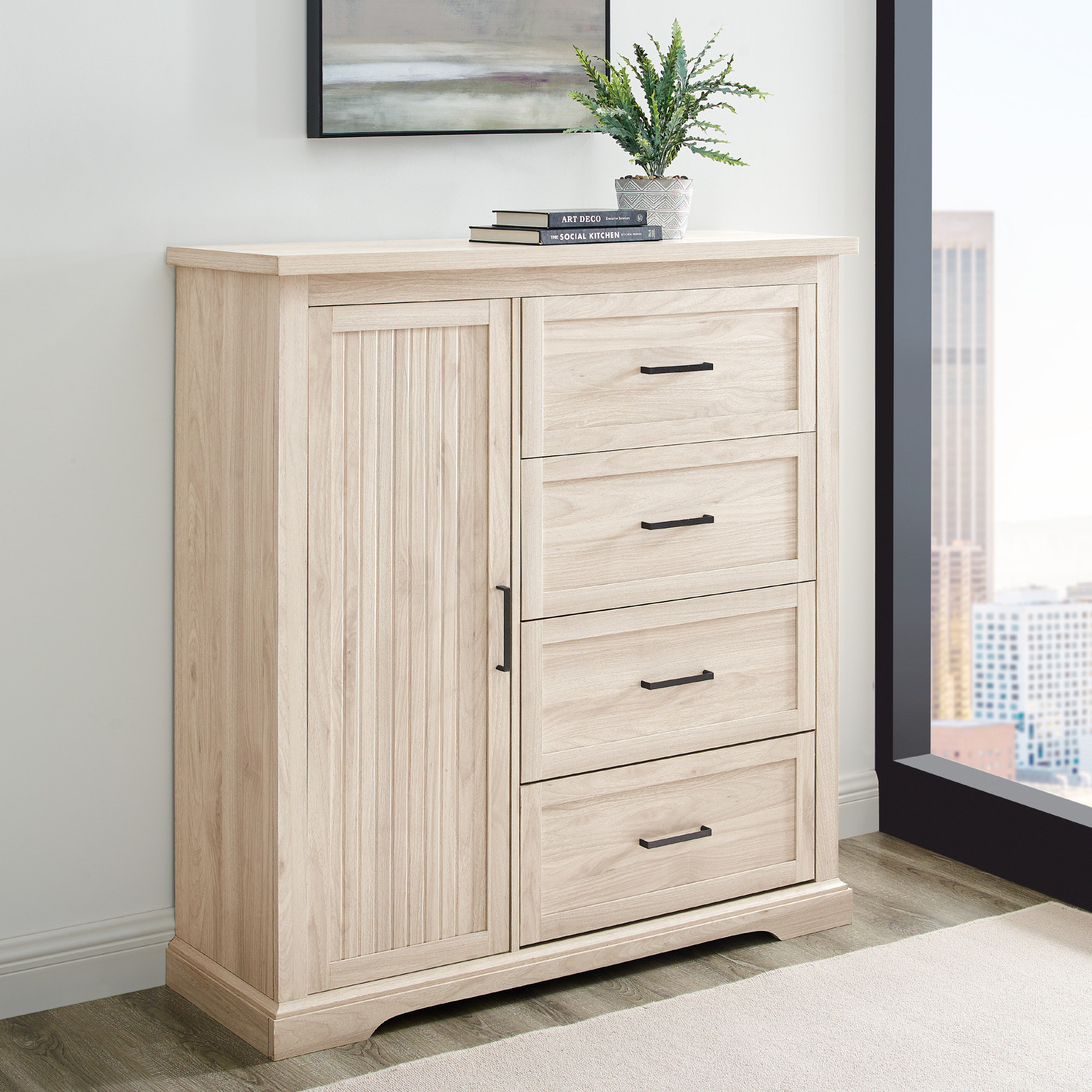 Arisbet 45" 4-Drawer Grooved Storage Wardrobe