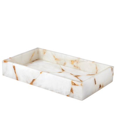 Gemstone White Quartz /GOLD FOIL Vanity Tray