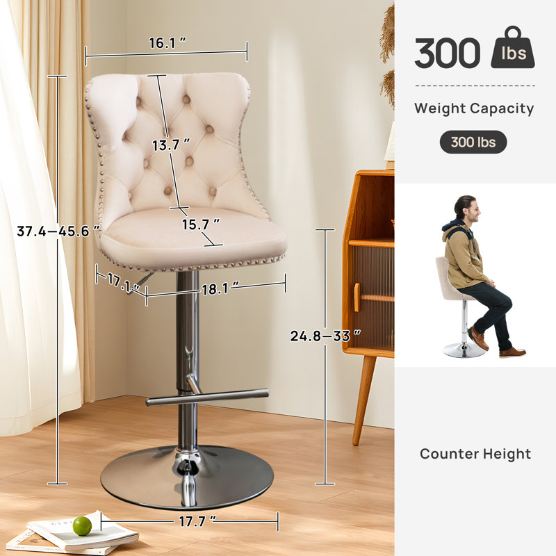 Tabouret pivotant à hauteur réglable Komara, Blanc