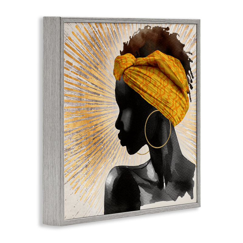 Golden Sunburst Profile, H 17 po x l 17 po, Giclée de ferme grise encadrée