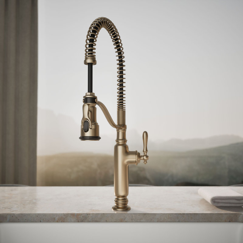 Tournant Single Handle Pull Down Kitchen Faucet, Vibrant Brushed Bronze