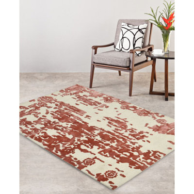 Tapis décoratif en terre cuite Touffeté à la main à motif abstrait Ilford
