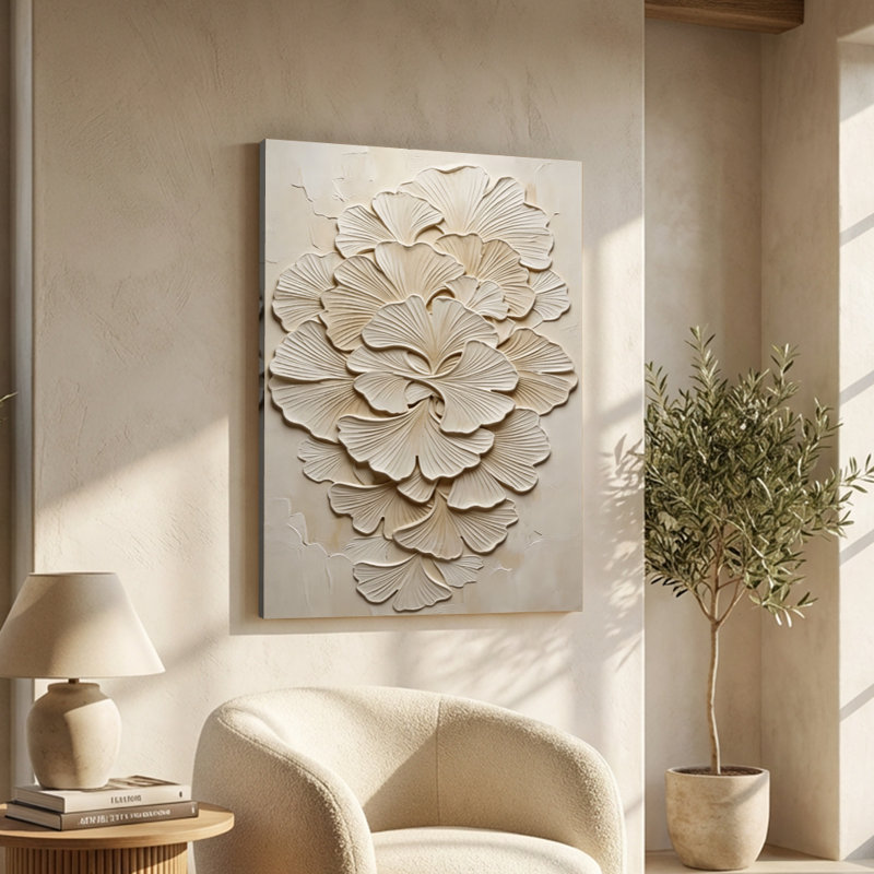 Layered Ginkgo Leaf Botanical Design - Botanical Wall Art Print on Gallery Wrapped Canvas, 36" H x 24" W, Ready to Hang for Living Room