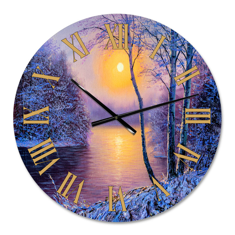 Reflet du soleil chaud sur la rivière Forest II - horloge murale, Petit